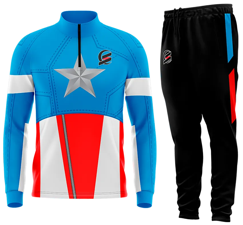 BUZO DEPORTIVO AMERICAN - CELESTE - BLANCO - ROJO - ESTRELLA cod: 0104 .