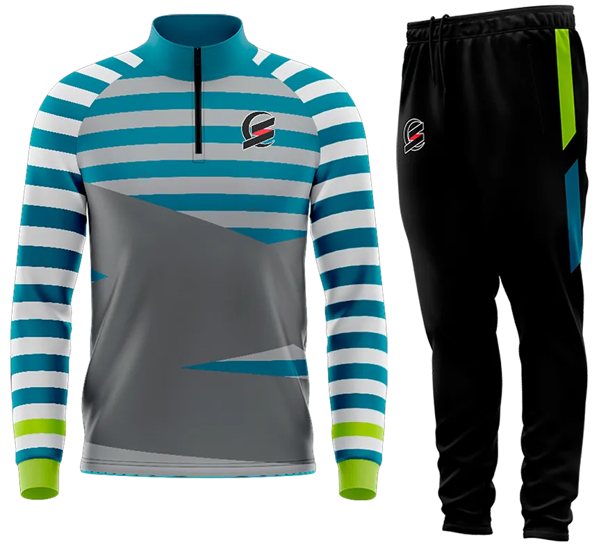 BUZO DEPORTIVO GRIS - VERDE - TURQUESA - FRANJAS cod: 0119 .