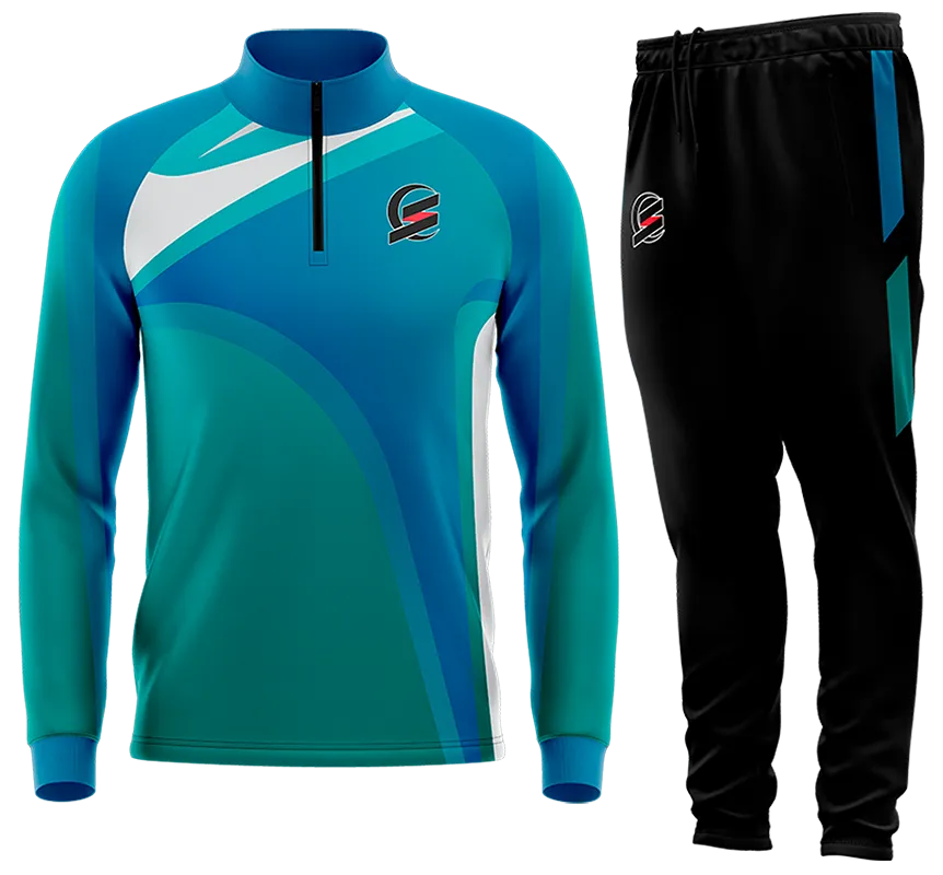 BUZO DEPORTIVO TURQUESA - AZUL - BLANCO - FRANJAS - TRIANGULO cod: 0124 .