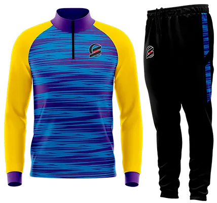 BUZO DEPORTIVO AMARILLO - AZUL - BLANCO - FRANJAS CELESTES cod: 0128 .