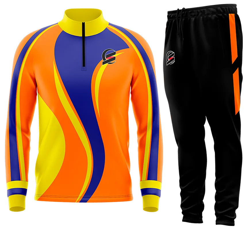 BUZO DEPORTIVO FIRE NARANJA- AZUL - AMARILLO - LINEAS OBLICUAS cod: 0134 .