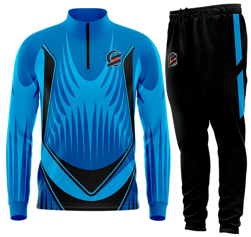 BUZO DEPORTIVO CELESTE - AZUL - NEGRO - TRIANGULOS cod: 0154 .