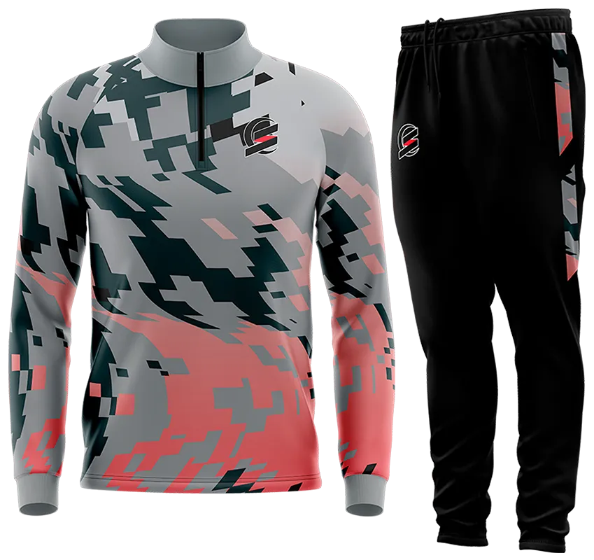 BUZO DEPORTIVO GRIS - NEGRO - ROSADO - PIXELES cod: 0160 .