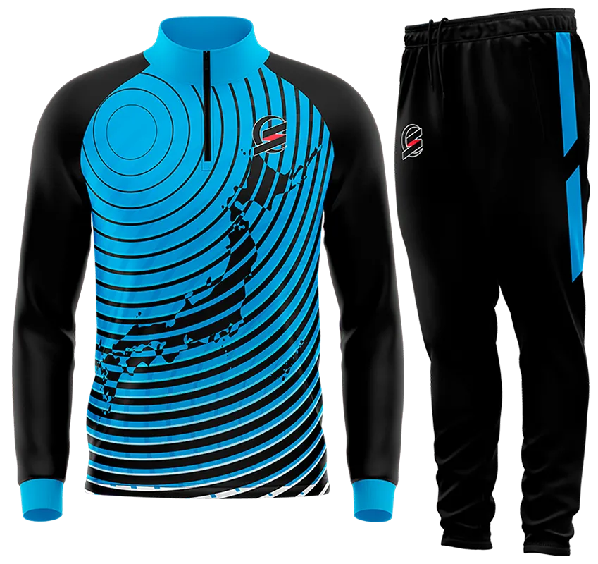BUZO DEPORTIVO CELESTE - NEGRO - CIRCULOS LINEALES cod: 0167 .