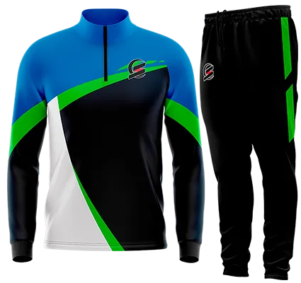 BUZO DEPORTIVO AZUL - NEGRO - VERDE - FRANJAS TRIANGULARES cod: 0168 .