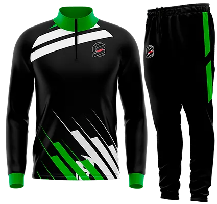BUZO DEPORTIVO NEGRO - VERDE - BLANCO - FRANJAS DIAGONALES cod: 0170 .