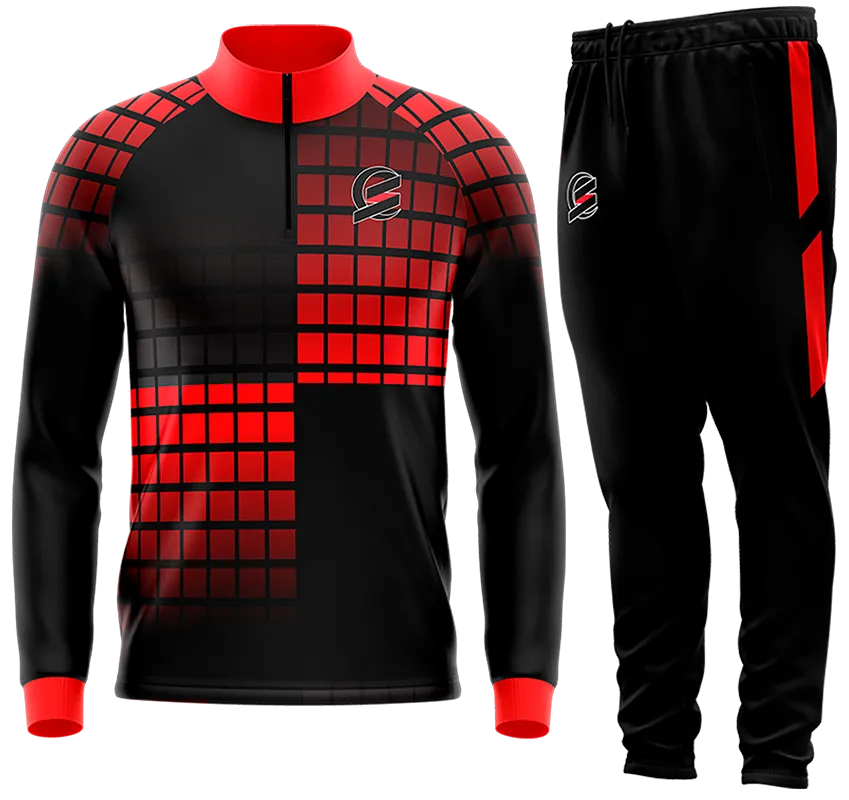 BUZO DEPORTIVO NEGRO - ROJO - CUADROS cod: 0171 .