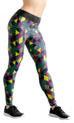CALZA COD. 036 ANIMAL PRINT TRIANGULOS - TURQUESA - ROSADO - AMARILLO