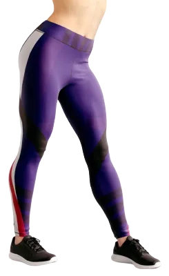 CALZA COD. 228 GEOMETRICA MORADO - FRANJAS NEGRO - ROJO - BLANCO