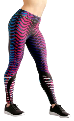 CALZA COD. 232 GEOMETRICA NEGRO - LINEAS ROSADO - CELESTE - MORADO