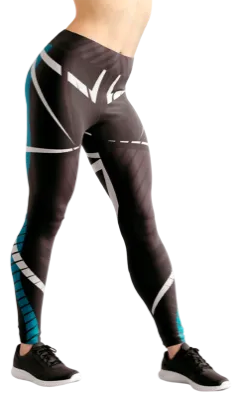 CALZA COD. 240 GEOMETRICA NEGRO - FRANJAS GRIS - BLANCO - CELESTE