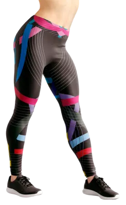 CALZA COD. 248 GEOMETRICA NEGRO - FRANKAS ROSADO - CELESTE - LINEAS BLANCO