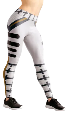 CALZA COD. 253 GEOMETRICA BLANCO FRANJAS NEGRO - DORADO - BLANCO
