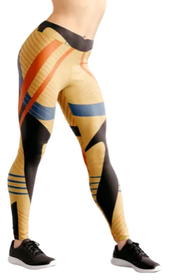 CALZA COD. 256 GEOMETRICA CREMA - FIGURAS NEGRO - NARANJA - AZUL
