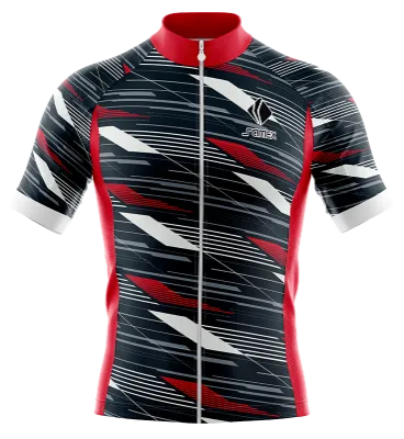 TRICOTA CICLISMO CAMISETA CICLISMO NEGRO - ROJO - GRIS - LINEAS - FRANJAS DIAGONALES COD: 0008 .