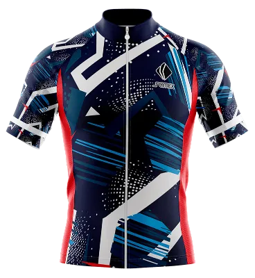 TRICOTA CICLISMO CAMISETA CICLISMO AZUL - BLANCO - ROJO - CELESTE - CIRCULOS - FRANJAS COD: 0010 .