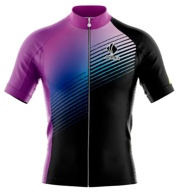 TRICOTA CICLISMO CAMISETA CICLISMO NEGRO - AZUL - MORADO - LINEAS DEGRADE COD: 0021 .