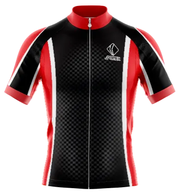 TRICOTA CICLISMO CAMISETA CICLISMO NEGRO - ROJO - BLANCO - CUADROS DIFUMINADOS COD: 0022 .
