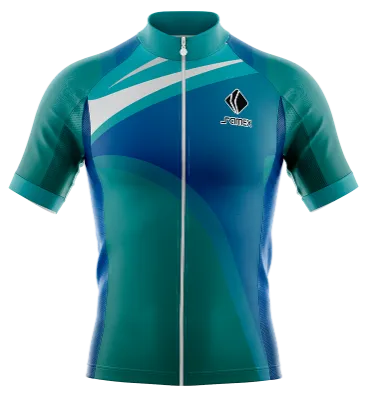 TRICOTA CICLISMO CAMISETA CICLISMO TURQUESA - AZUL - BLANCO - FRANJAS - TRIANGULO COD: 0024 .