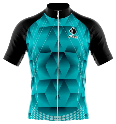 TRICOTA CICLISMO CAMISETA CICLISMO TURQUESA - NEGRO - ROMBOS - CIRCULOS - DEGRADE COD: 0025 .