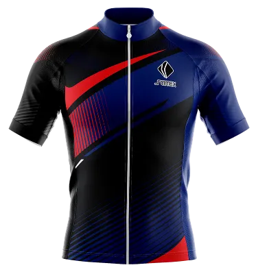 TRICOTA CICLISMO CAMISETA CICLISMO NEGRO - AZUL- LINEAS ROJO - FRANJA COD: 0036 .