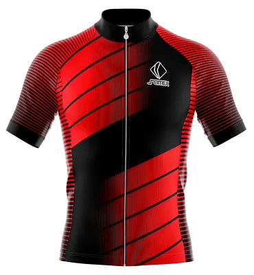TRICOTA CICLISMO CAMISETA CICLISMO NEGRO - ROJO - LINEAS - FRANJAS COD: 0042 .