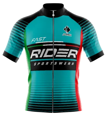 TRICOTA CICLISMO CAMISETA CICLISMO TURQUESA - NEGRO - LINEAS - RIDER COD: 0044 .