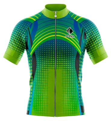 TRICOTA CICLISMO CAMISETA CICLISMO VERDE - TURQUESA - AMARILLO - LINEAS - CUADROS COD: 0045 .