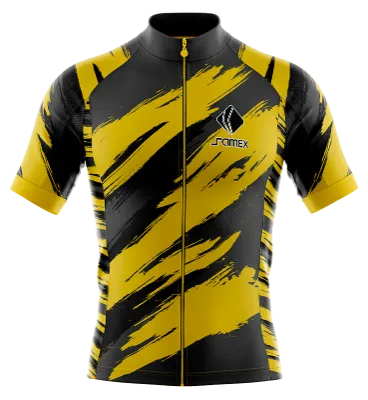 TRICOTA CICLISMO CAMISETA CICLISMO AMARILLO - NEGRO - GRUNGE COD: 0047 .