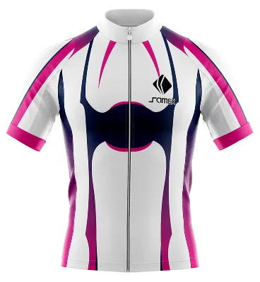 TRICOTA CICLISMO CAMISETA CICLISMO BLANCO - AZUL - ROSADO - FRANJAS COD: 0050 .