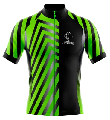 TRICOTA CICLISMO CAMISETA CICLISMO NEGRO - VERDE - FRANJAS TRIANGULARES COD: 0052 .
