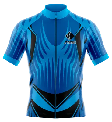 TRICOTA CICLISMO CAMISETA CICLISMO CELESTE - AZUL - NEGRO - TRIANGULOS COD: 0054 .