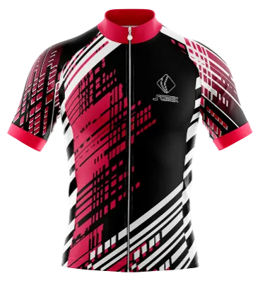 TRICOTA CICLISMO CAMISETA CICLISMO NEGRO - BLANCO - ROSADO - CUADROS - FRANJAS COD: 0058 .