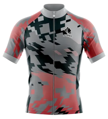 TRICOTA CICLISMO CAMISETA CICLISMO GRIS - NEGRO - ROSADO - PIXELES COD: 0060 .