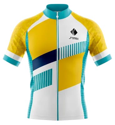 TRICOTA CICLISMO CAMISETA CICLISMO BLANCO - CELESTE - AMARILLO - TRIANGULOS - LINEAS - CUADROS COD: 0062 .