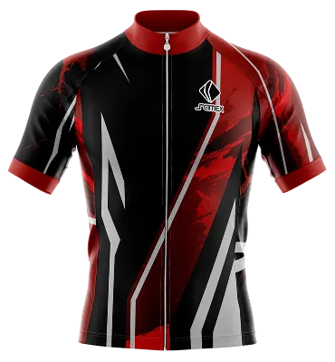 TRICOTA CICLISMO CAMISETA CICLISMO NEGRO - ROJO - BLANCO - FRANJAS COD: 0063 .