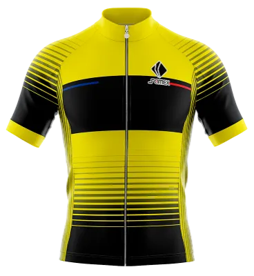 TRICOTA CICLISMO CAMISETA CICLISMO NEGRO - AMARILLO - FRANJAS COD: 0066 .