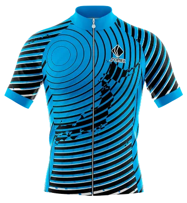 TRICOTA CICLISMO CAMISETA CICLISMO CELESTE - NEGRO - CIRCULOS LINEALES COD: 0067 .
