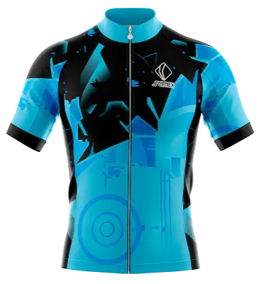TRICOTA CICLISMO CAMISETA CICLISMO CELESTE - NEGRO - CRISTALES COD: 0069 .