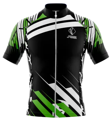 TRICOTA CICLISMO CAMISETA CICLISMONEGRO - VERDE - BLANCO - FRANJAS DIAGONALES COD: 0070 .