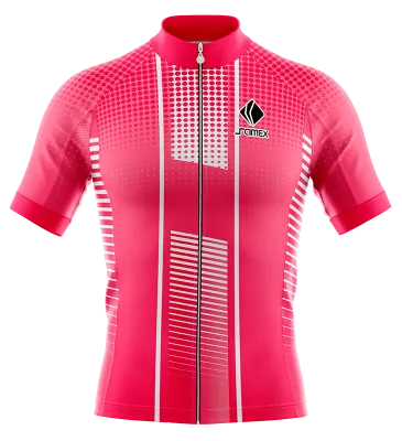 TRICOTA CICLISMO CAMISETA CICLISMO ROSADO - BLANCO - LINEAS - CIRCULOS COD: 0072 .