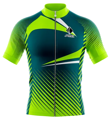 TRICOTA CICLISMO CAMISETA CICLISMO VERDE - LINEAS TRIANGULARES VERDE LIMON COD: 0075 .
