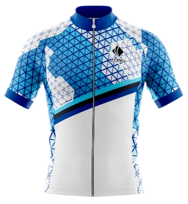 TRICOTA CICLISMO CAMISETA CICLISMO BLANCO - AZUL - CELESTE - TRIANGULOS - FRANJAS COD: 0077 .