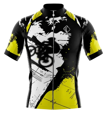 TRICOTA CICLISMO CAMISETA CICLISMO NEGRO - AMARILLO - BLANCO - CICLISTA COD: 0078 .