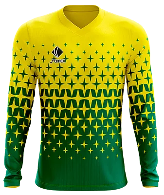 CAMISETA FUTBOL MANGA LARGA COD. 003 VERDE - AMARILLO - ESTRELLAS