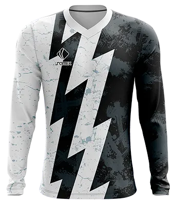 CAMISETA FUTBOL MANGA LARGA COD. 014 BLANCO - NEGRO GUNGRE - ZIGZAG