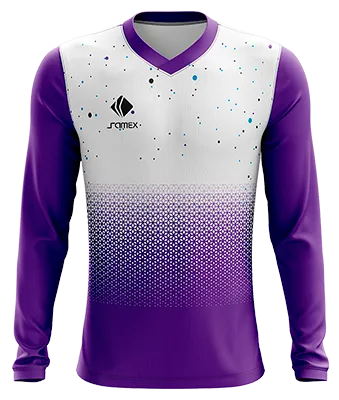 CAMISETA FUTBOL MANGA LARGA COD. 040 MORADO - BLANCO - EXAGONOS