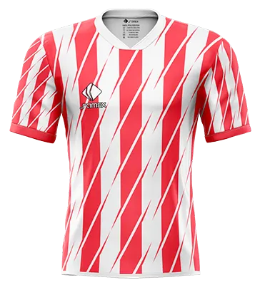 CAMISETA DE FUTBOL COD. 038 ATLETICO MADRID FRANJAS ROJO - BLANCO