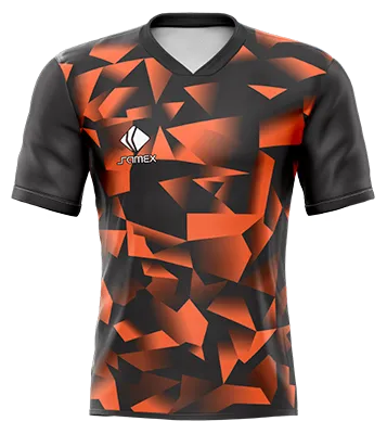 CAMISETA DE FUTBOL COD. 041 BARCELONA EDITION 1 NEGRO FIGURAS GEOMETRICAS NARANJA