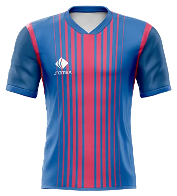 CAMISETA DE FUTBOL COD. 045 BARCELONA LOCAL 2017-18 AZUL - LINEAS ROJO